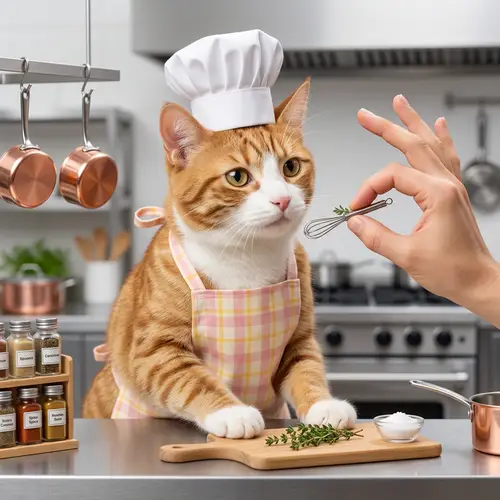 Cat Chef in Cute Apron - Fun Pet Art