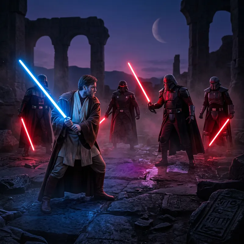 Epic Jedi Knight Defeats Sith Lords: Intense Lightsaber Duel Epic Jedi Knight Defeats Sith Lords: Intense Lightsaber Duel