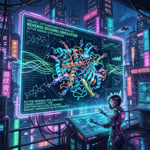 Protein Reverse Docking in Cyberpunk Ambiance