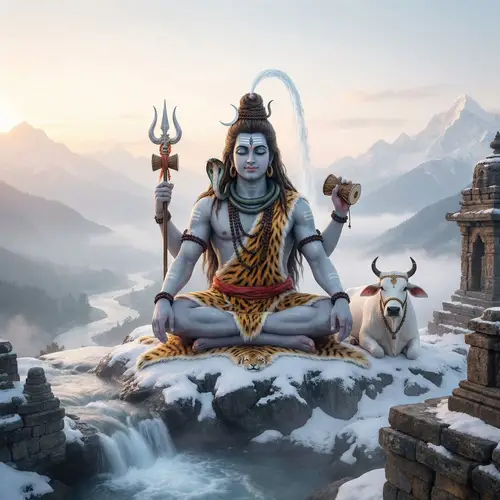 Lord Shiva: Hindu Deity Meditating on Himalayan Peak
