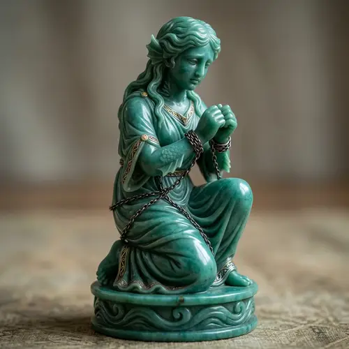 Ancient Aquamarine Statuette of a Captive Beauty