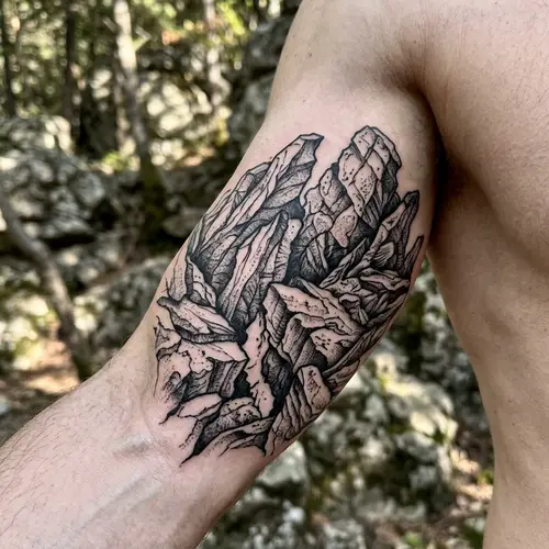 Black Rock Tattoo Design - Natural Shapes & Textures