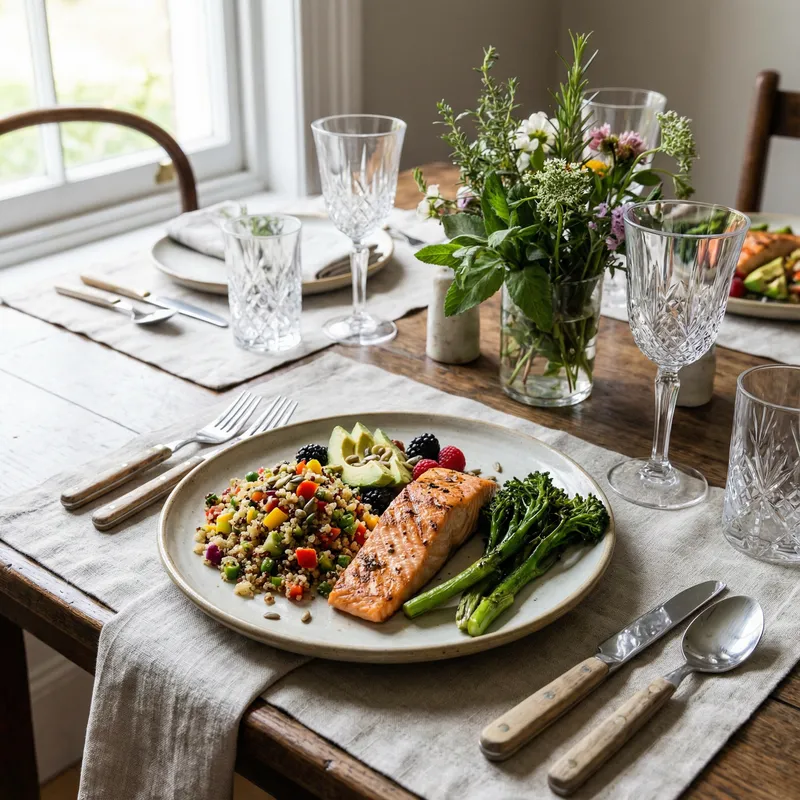 Healthy Fitness Meal Served on Beautiful Plate Healthy Fitness Meal Served on Beautiful Plate