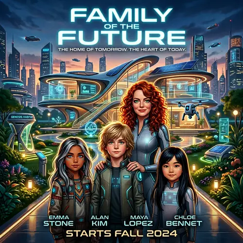 Family of the Future Movie Poster: Tech-Savvy Home & Diverse Characters