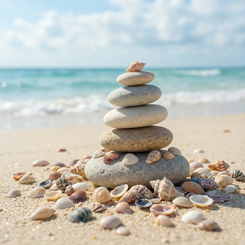 Serene Stone Stack on Sandy Beach