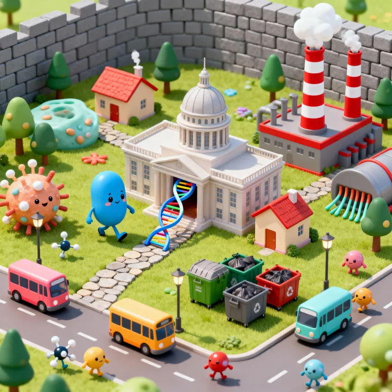 Colorful Cell City Illustration for Kids