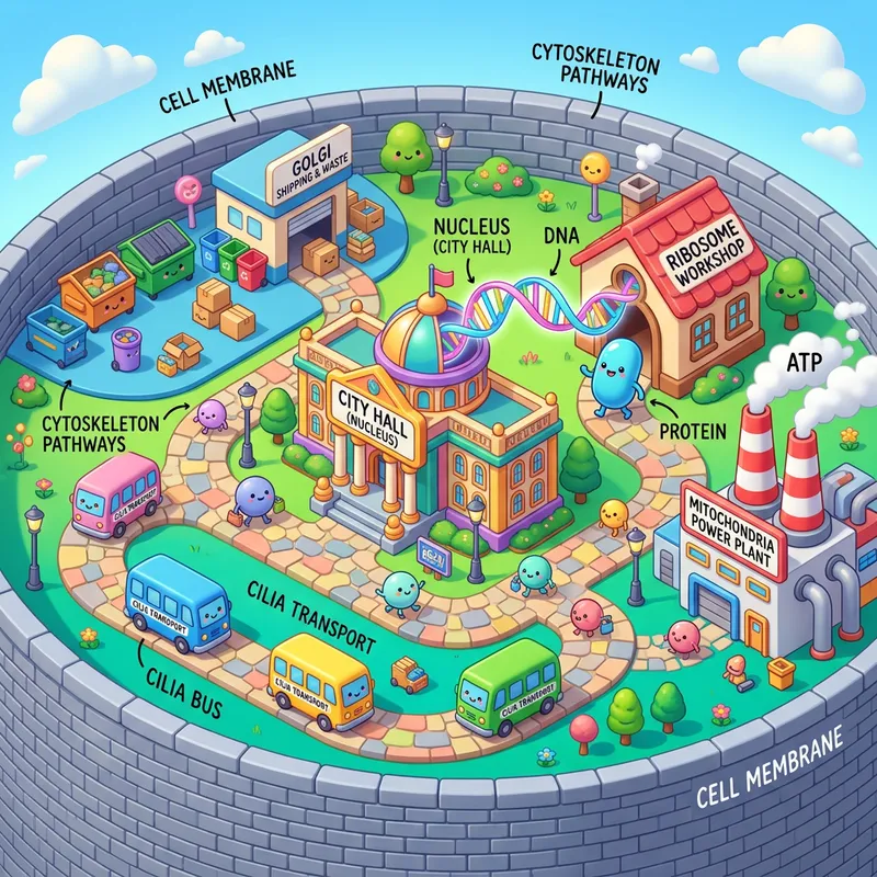 Colorful Cell City Illustration for Kids