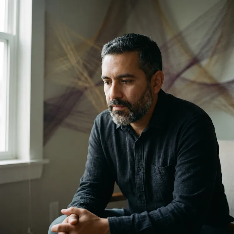 Realistic Portrait of a Hispanic Man in Deep Thought