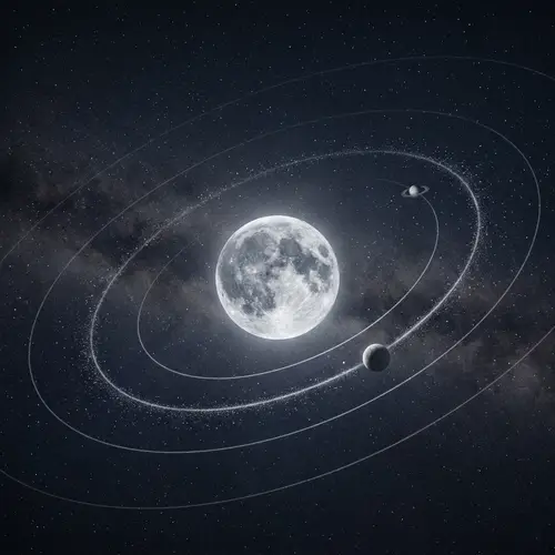 Cosmic Moonlit Serenity - Dark Orbital Beauty