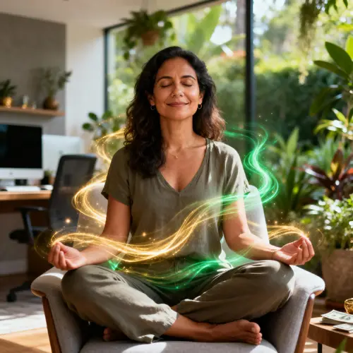 Peaceful Portrait of a Hispanic Woman in Modern Space