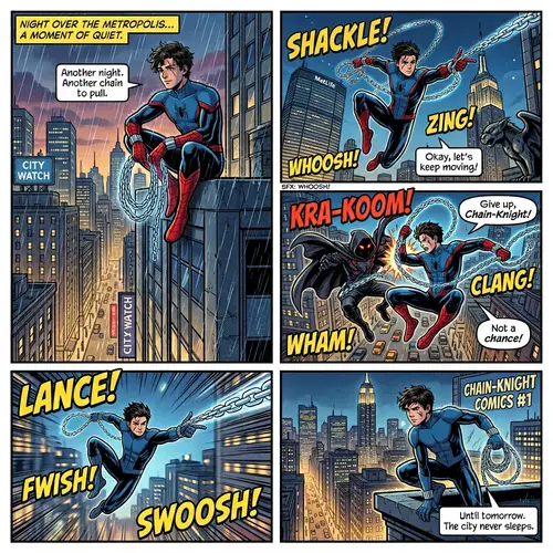 Comic Strip Featuring a Unique Character with Short Hair and Silver Chain