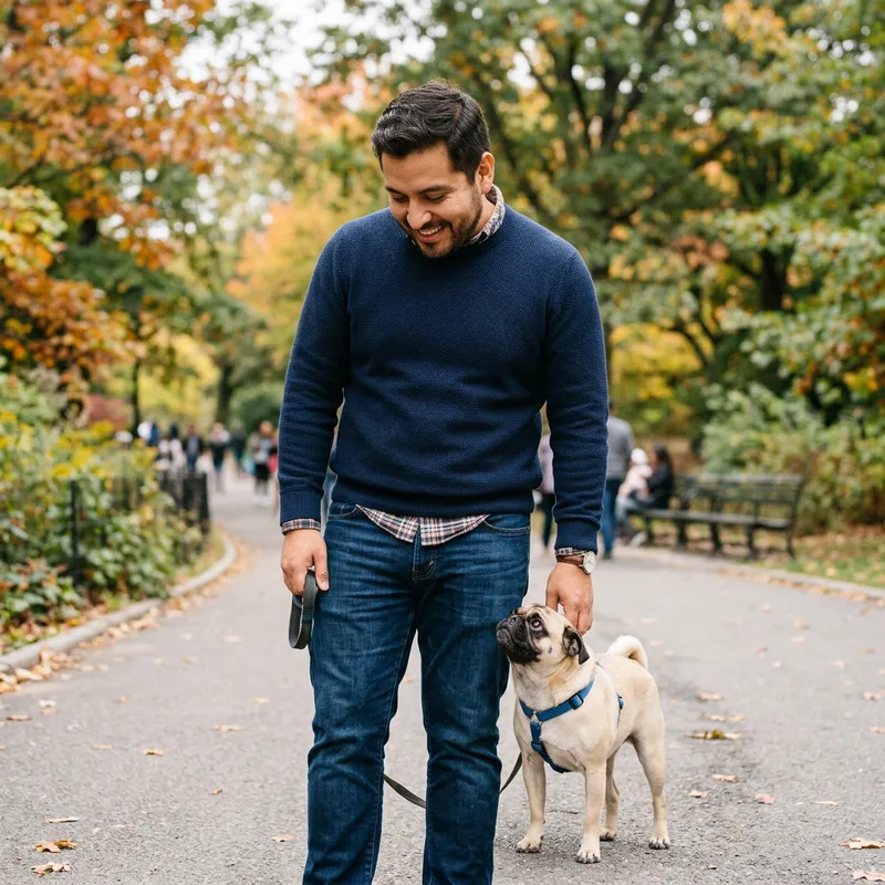 Hispanic Man with Adorable Pug | Sweet Moment Captured Hispanic Man with Adorable Pug | Sweet Moment Captured