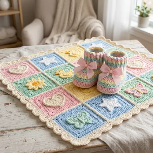 Intricately Designed Crochet Baby Blanket & Booties | Handmade Warmth