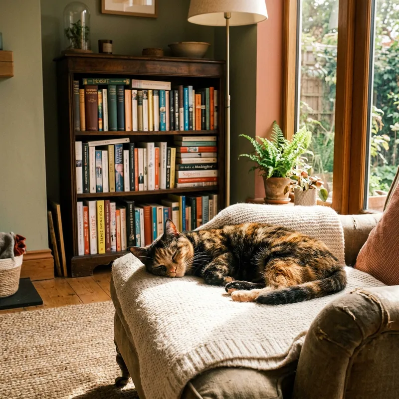 Beautiful Cat Basking in Sunlight