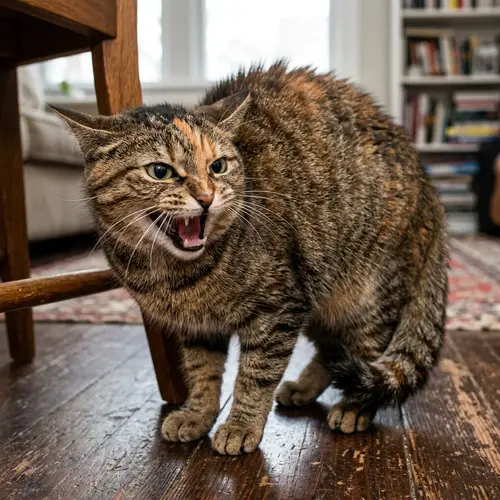 Angry Cat Displaying Agitation and Frustration
