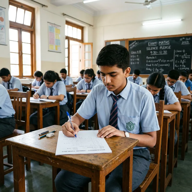 Indian School Student Taking Exam