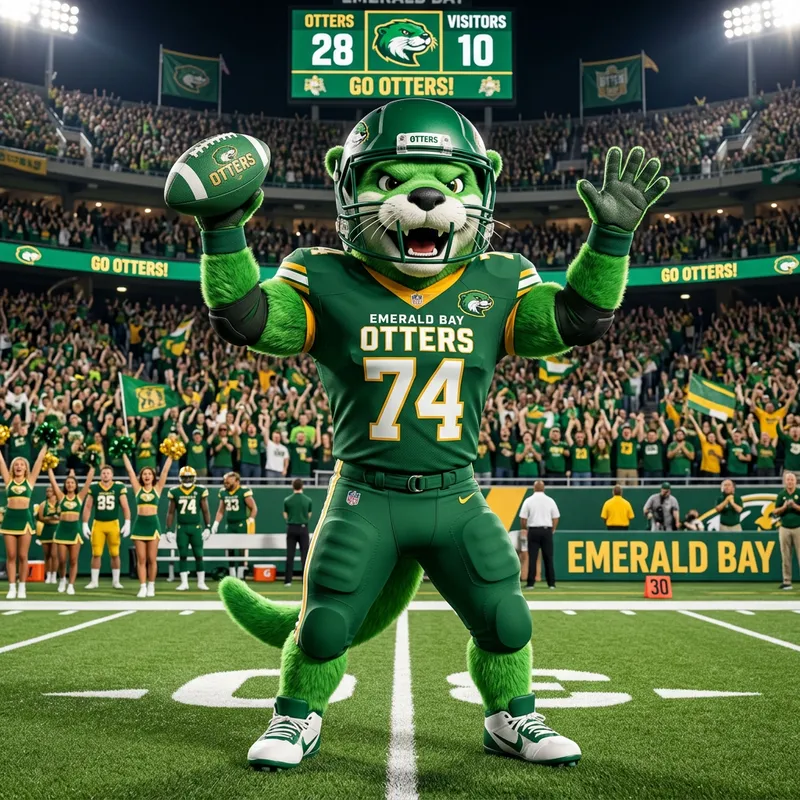 Green Otter Mascot for Football Team