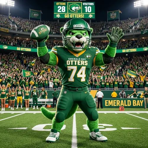 Green Otter Mascot for Football Team
