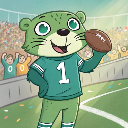 Green Otter Mascot for Football Team
