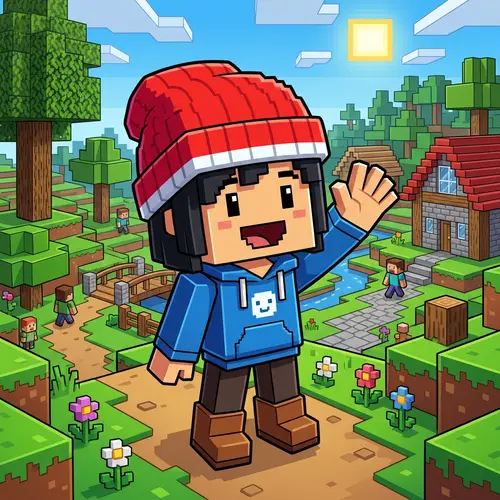 Cheerful Roblox Character Illustration