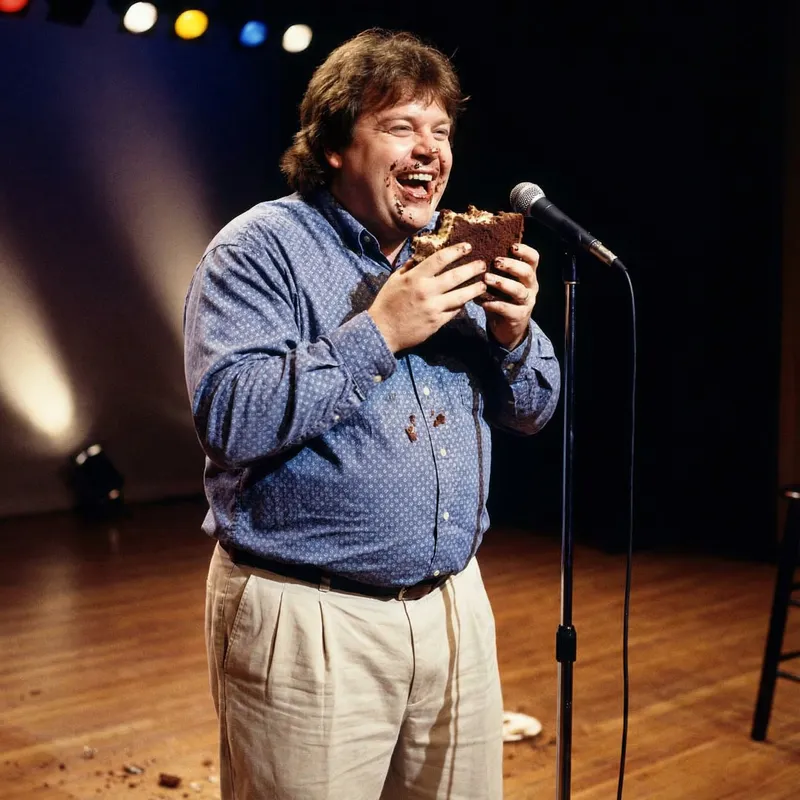 Chris Farley Cake Celebration: Joyful Eating Moment