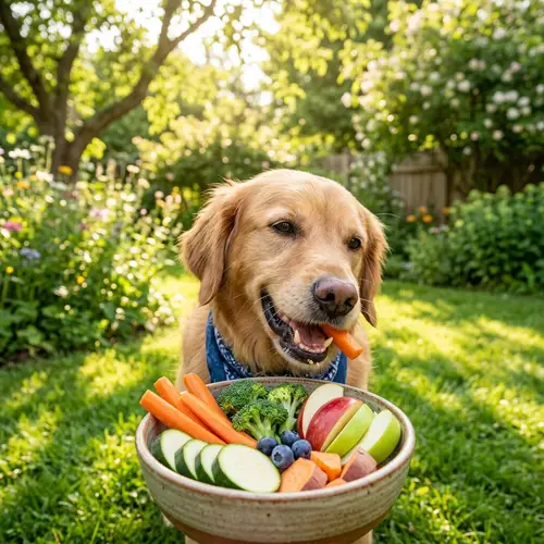 Cute Dog Enjoying Natural Food in Garden