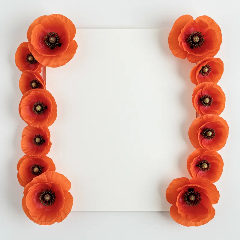 Poppy Border Template - 8.5x8.5 Inch Design