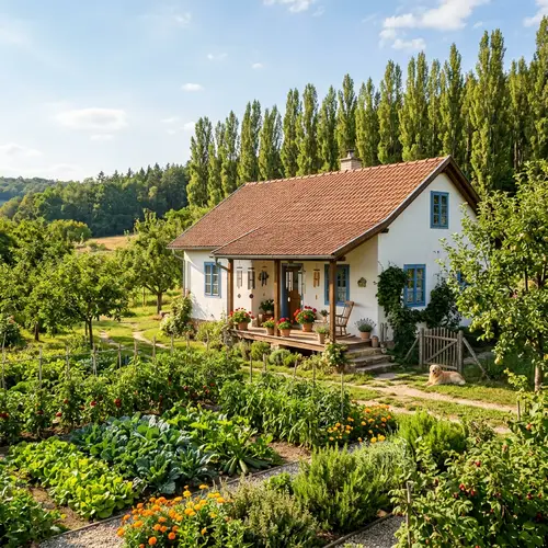 Tranquil Daytime Farm with Fruits and Vegetables | Charming Farmhouse