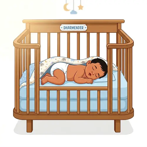 Dharmender Sleeping in Crib Vector Art