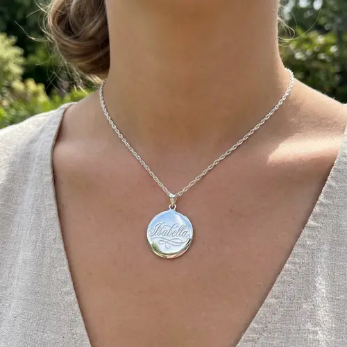 Personalized Engraved Name Necklace - Silver Pendant Jewelry