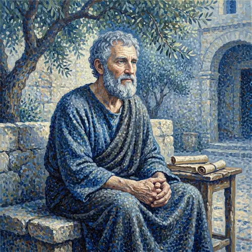 Epictetus Oil Painting in Pointillism Style