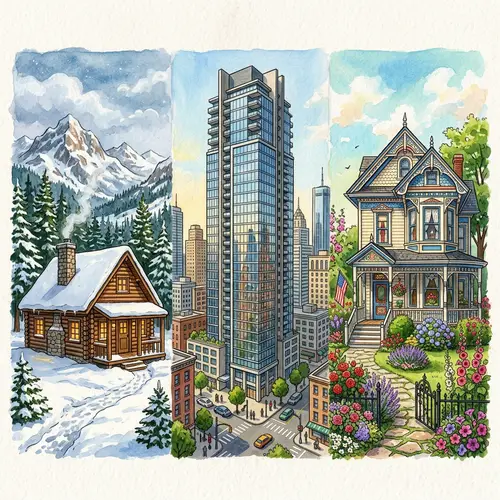 Rustic Log Cabin, Modern Skyscraper, Victorian Cottage