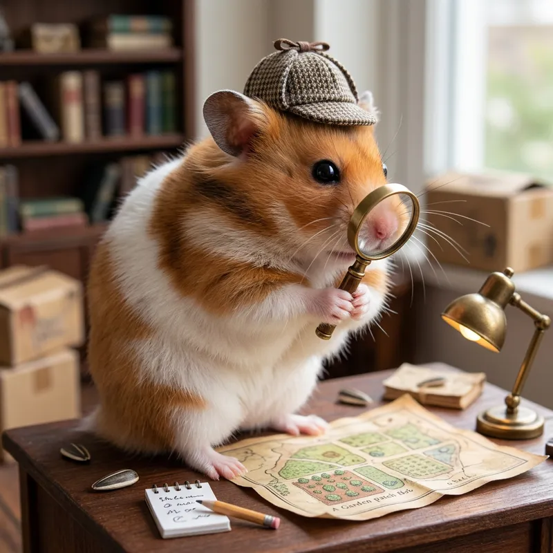Orange & White Male Hamster with Spyglass | Rodent Detective Fun
