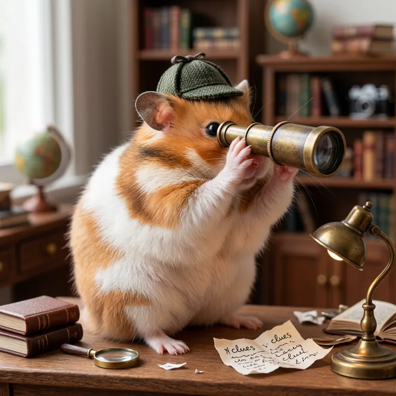 Male Hamster with Orange and White Fur Spyglass Detective