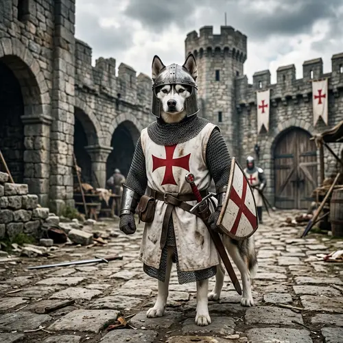 Medieval Templar Knight Husky | Courageous Dog in Armor