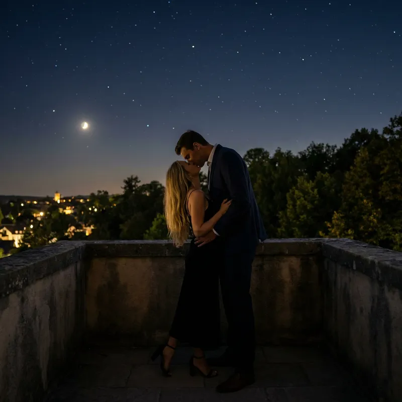 Romantic Night Sky Kissed Scene | Serene Love Moment