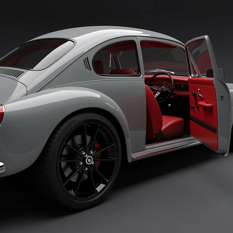 1966 Volkswagen Gray with Black Rims & Red Interior