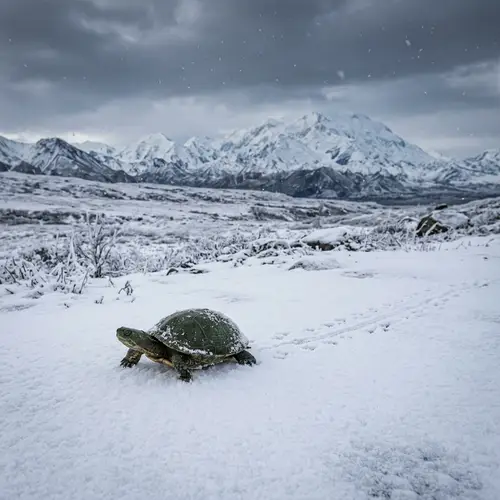 Alaska Turtle in Frozen Tundra | Perseverance in Harsh Environment