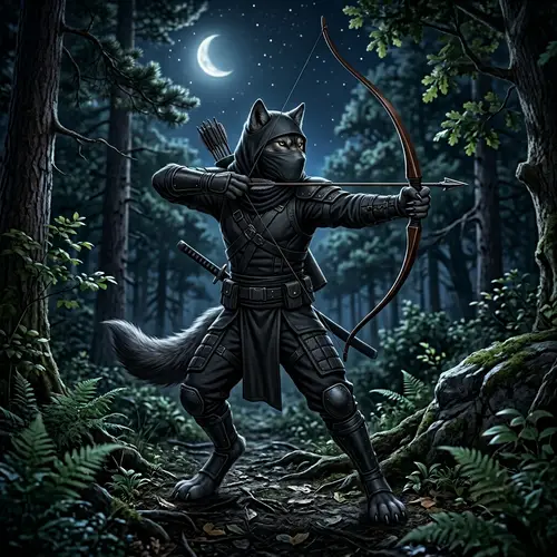 Wolf Ninja Archer: A Nighttime Warrior