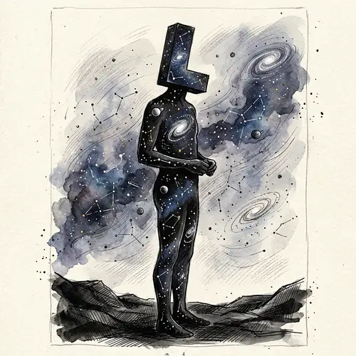 Cosmic Human Figure: Starry Cosmos Depiction