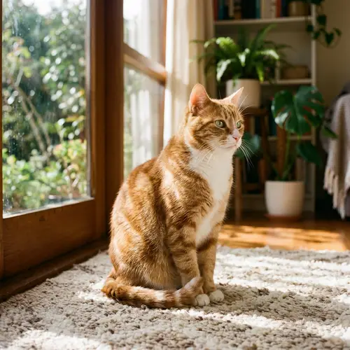 Tranquil Domestic Feline with Orange and White Fur