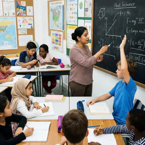 Diverse Classroom Learning Environment - Engaged Students & Passionate Teacher