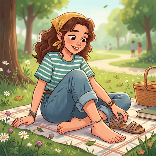 Cartoon Woman with Pretty Toes