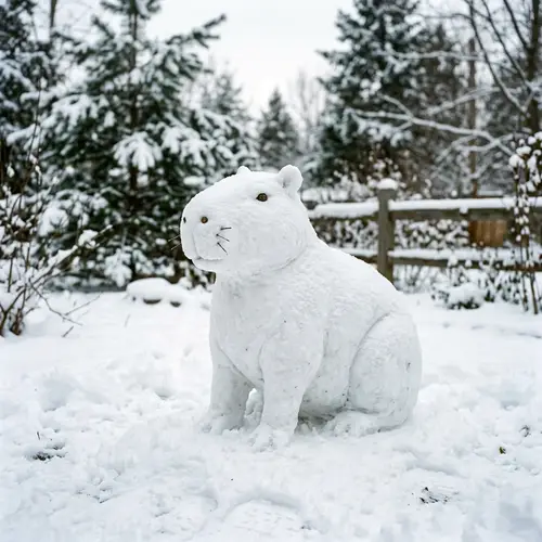 Snow Capybara Sculpture | Unique Winter Art