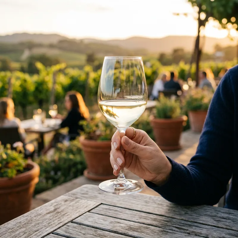 Hand Holding a Glass of White Wine