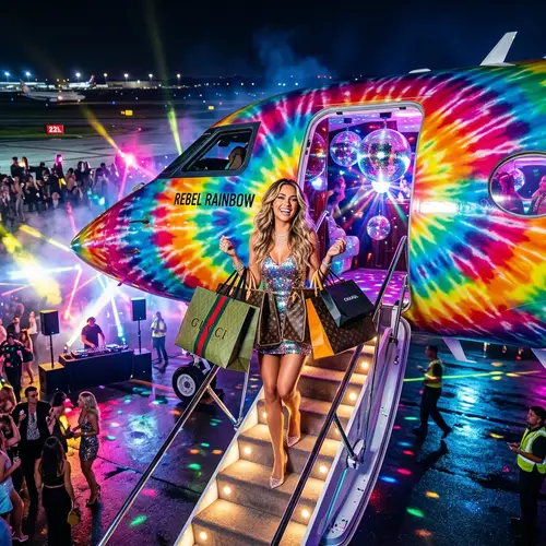 Glamorous Tie Dye Private Jet Experience