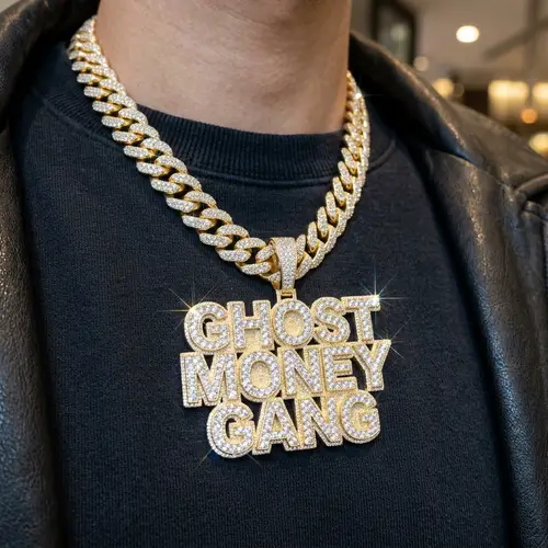 Sparkling Cuban Link Chain - Ghost Money Gang
