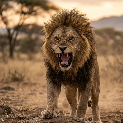 Powerful Lion Roaring - Exuding Strength and Fierceness