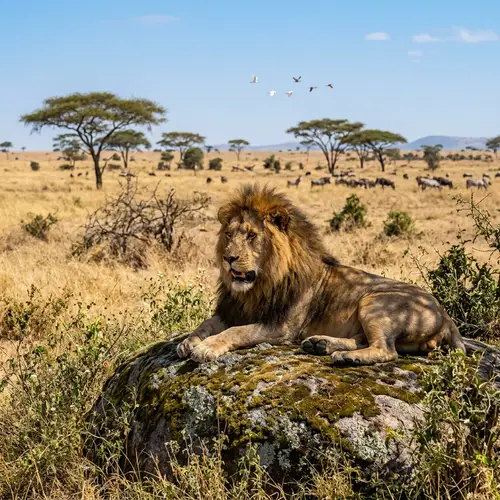 Majestic Male Lion in Natural Habitat
