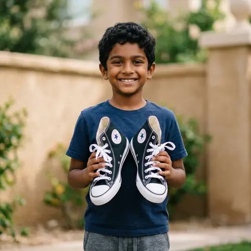 A Boy Holding Converse Sneakers - Fashion Inspiration